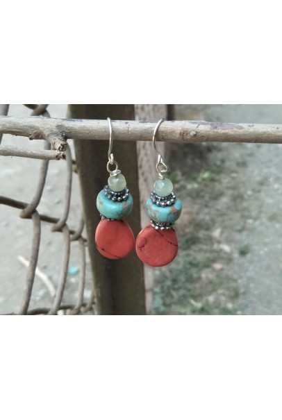 Alphabey's Resin Stone & Gemstone Beads Silver Plated Earrings For Women